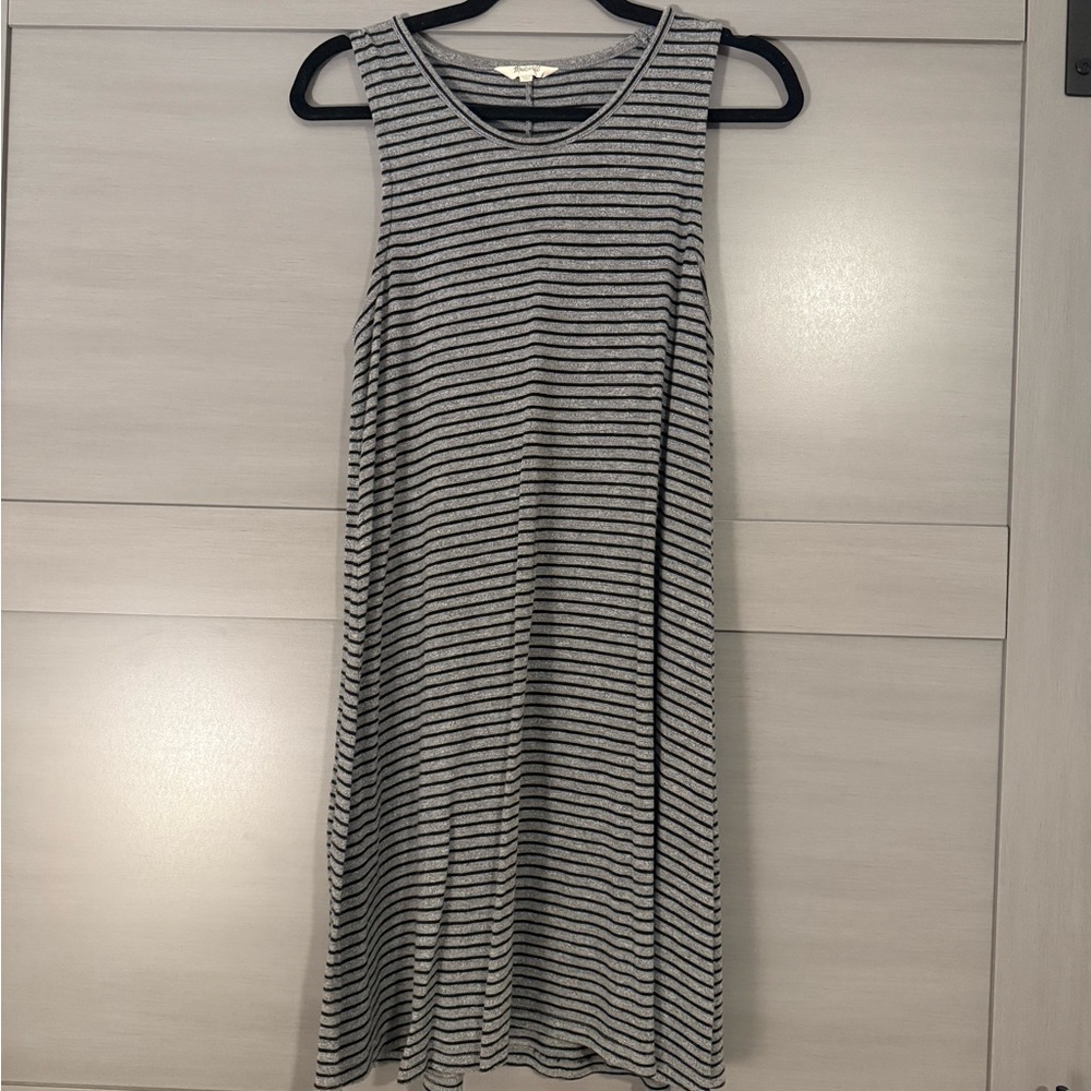 Madewell Black and grey Striped Midi Dress